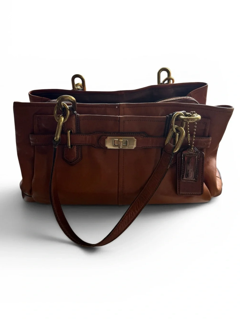 Coach Kristin Leather Tote 17811 Cognac Glove-Tanned Leather Brass Hardware